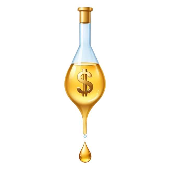 pipette positioned above a golden drop with a dollar sign inside the drop sticker