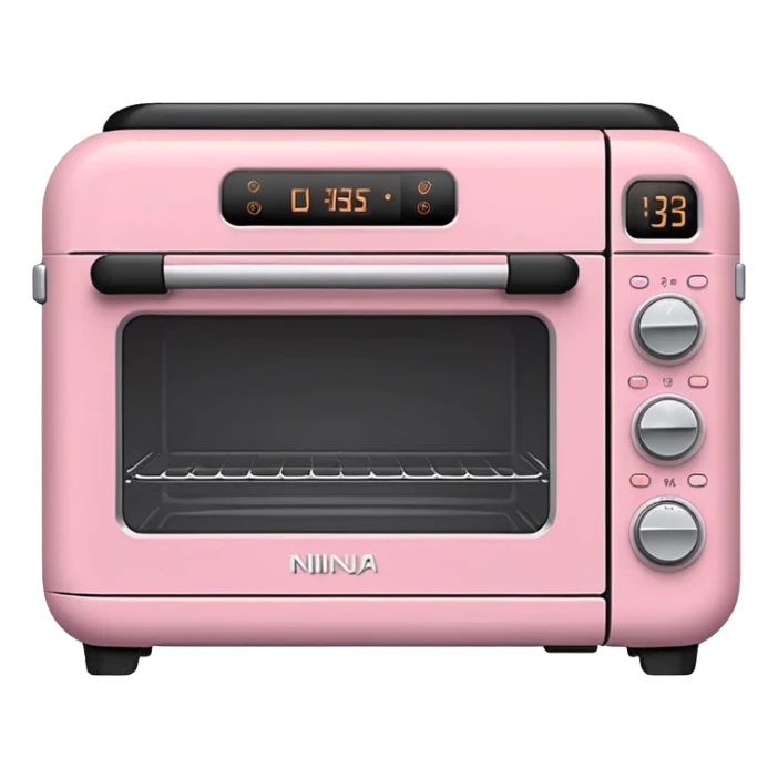 emoji-style Ninja Combi countertop oven, pastel pink appliance, rounded edges, soft highlights, simple shadows, modern kitchen gadget aesthetic, realistic, centered, white background sticker