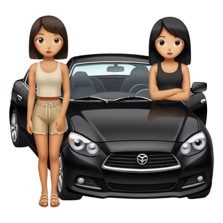 two asian girls broken black car sticker