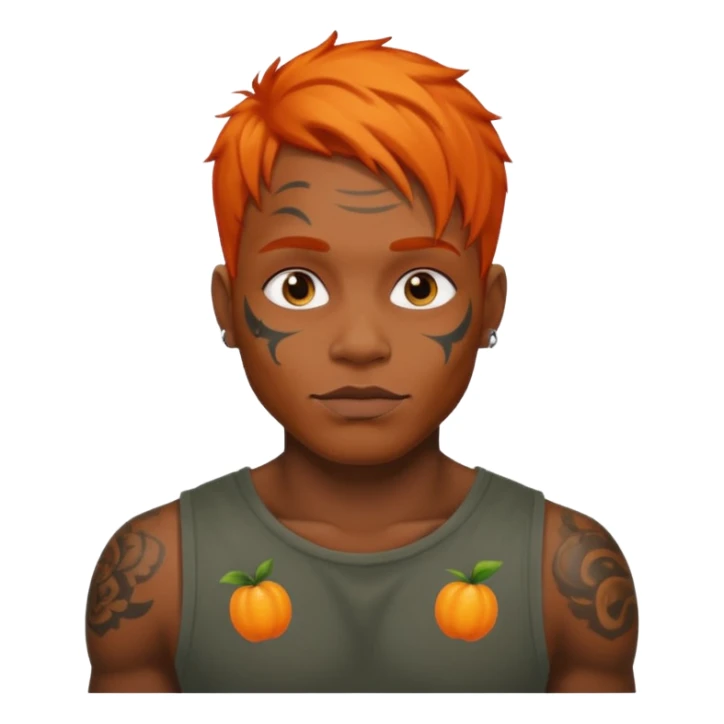 Tattooed black man with orange hair sticker