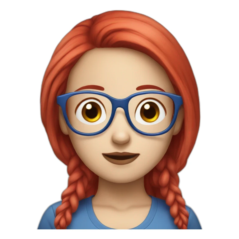 woman Chinese Red and blue hair glasses sticker