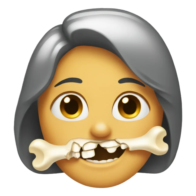 emoji with bone in her mouth sticker