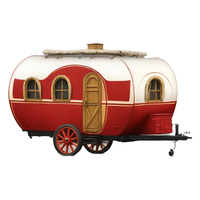 Realistic red vintage round gypsy caravan wagon camper sticker