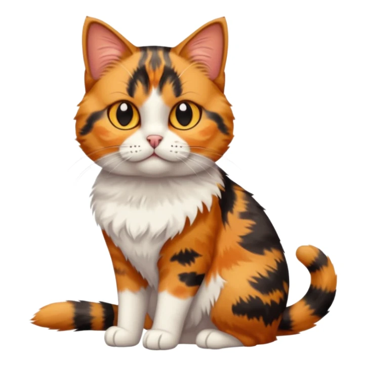 full body calico tabby  cat with small head and short but chubby body sticker