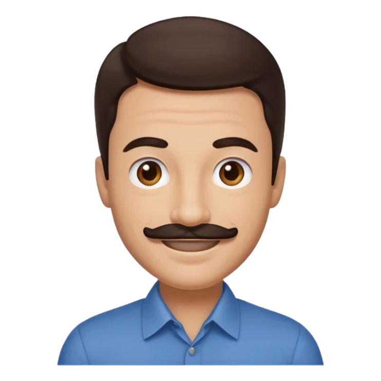 Ricky Bell with dark brown hair and thin mustache sticker