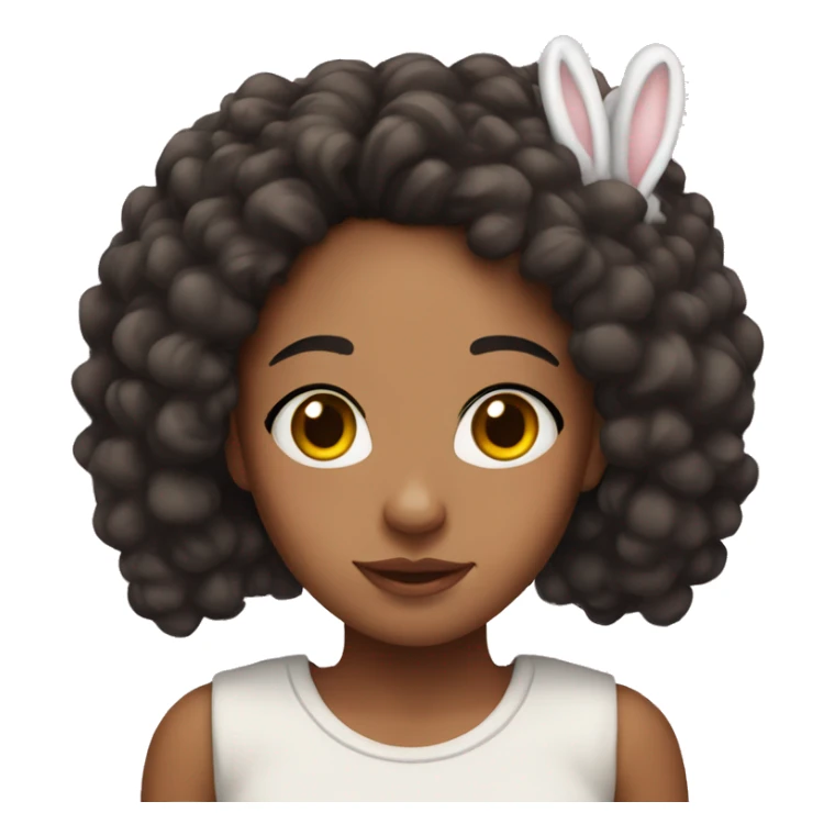 Mixed race girl with bunny ears. She has freckles sticker