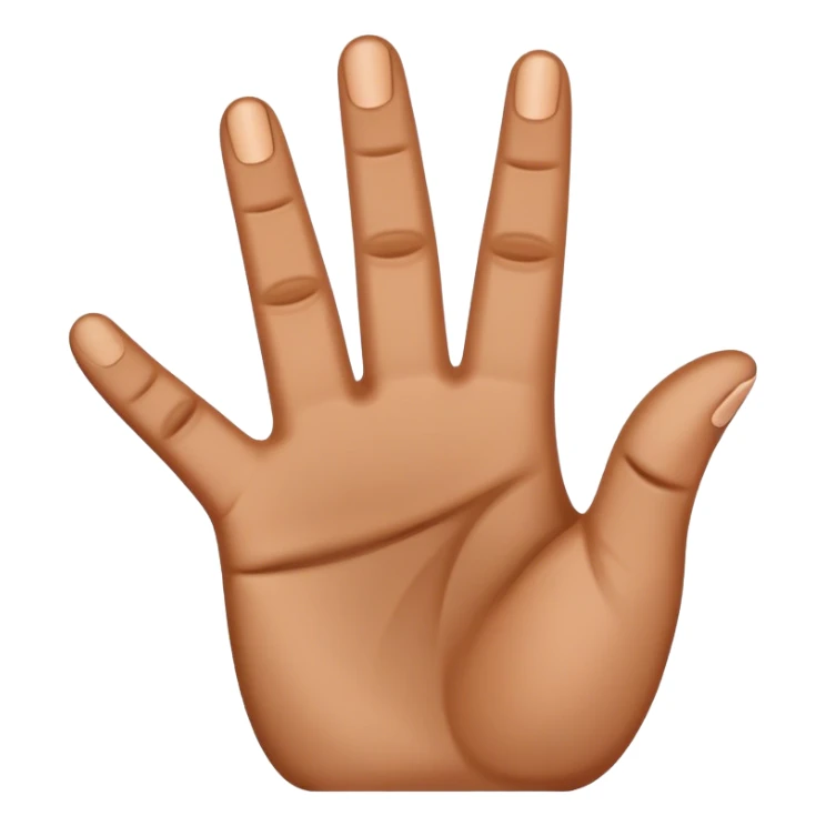 4 fingers up brown hand. Thumb tucked in sticker