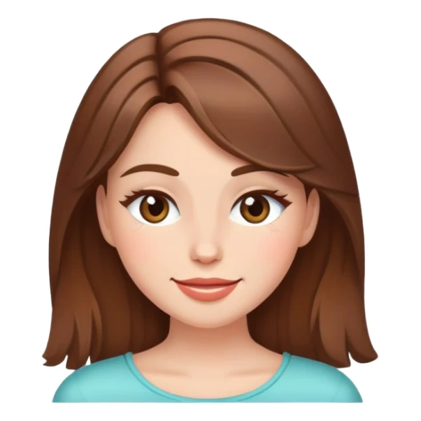 brown long hair girl with soft makeup, winking sticker