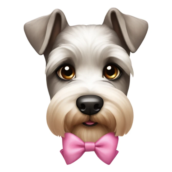 White and brown mini schnauzer  with pink bows sticker