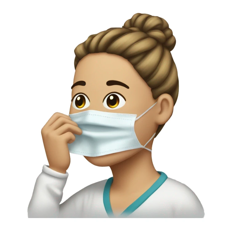 sick person coughing and sneezing with a messy bun sticker