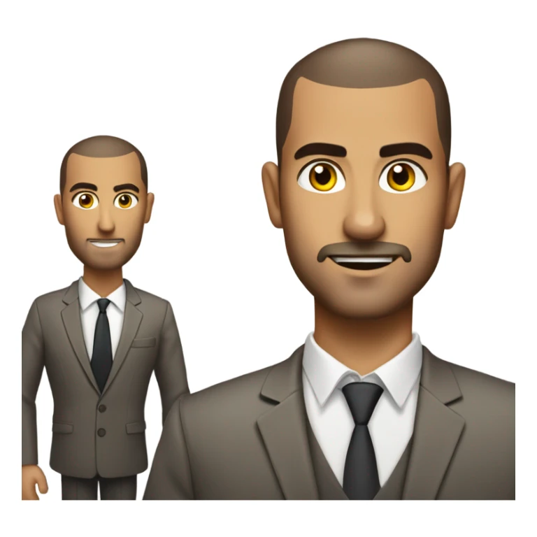 olive skin man, with brown buzz cut and a stubbled beard, with a smart business man outfit on. portrait. sticker