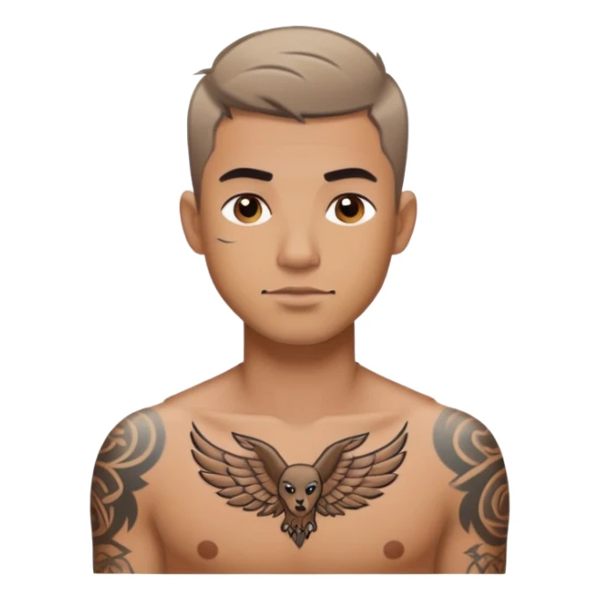 Man with tattoos and short hair sticker