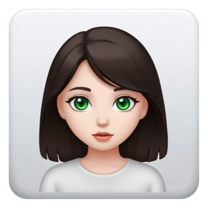 brunette girl with a white skin and dark green eyes sticker