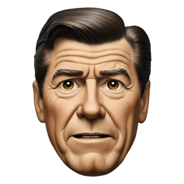 photorealistic Ronald Reagan serious sticker