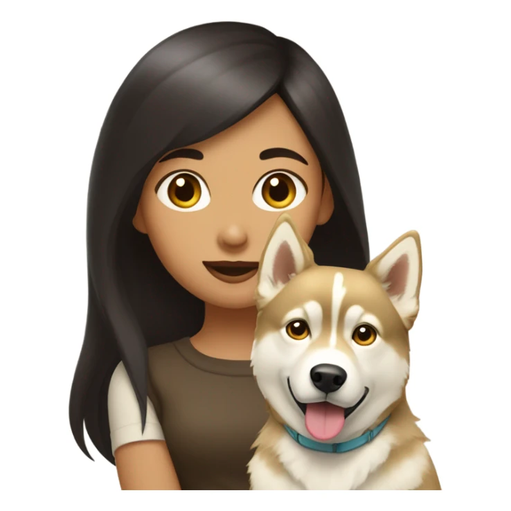 A girl Dark brown  hair next to a light dorée  Husky sticker