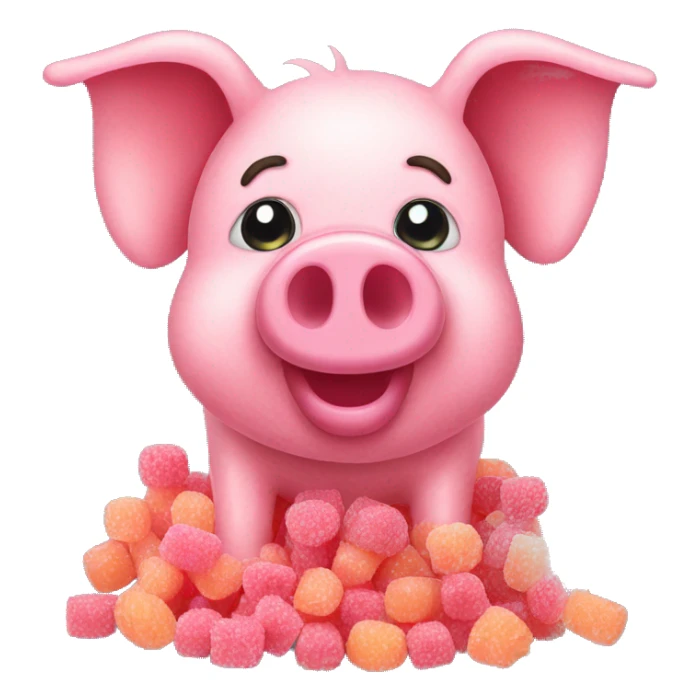 Pig made of sour candy laces and sweets sticker