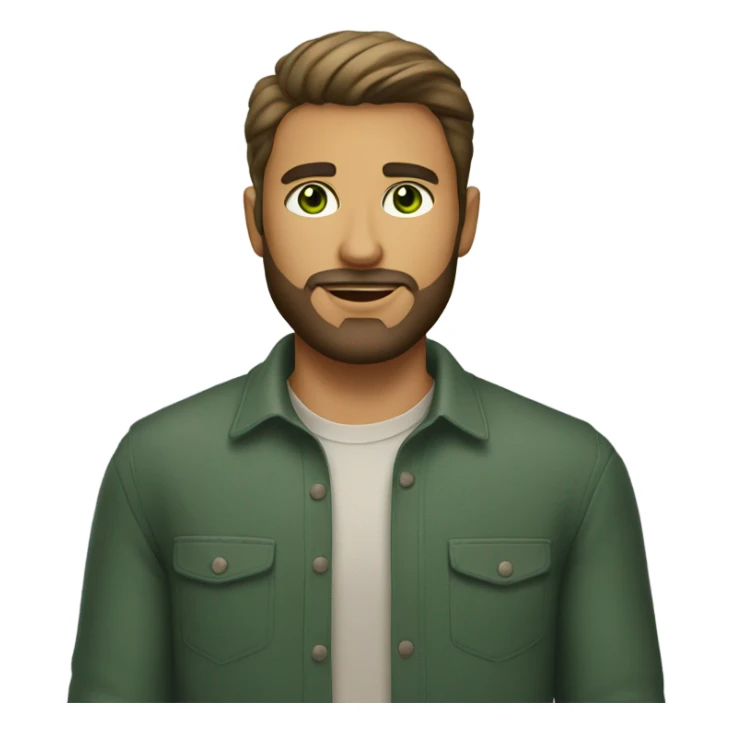 handsome man with beard and green eyes light medium skin sticker