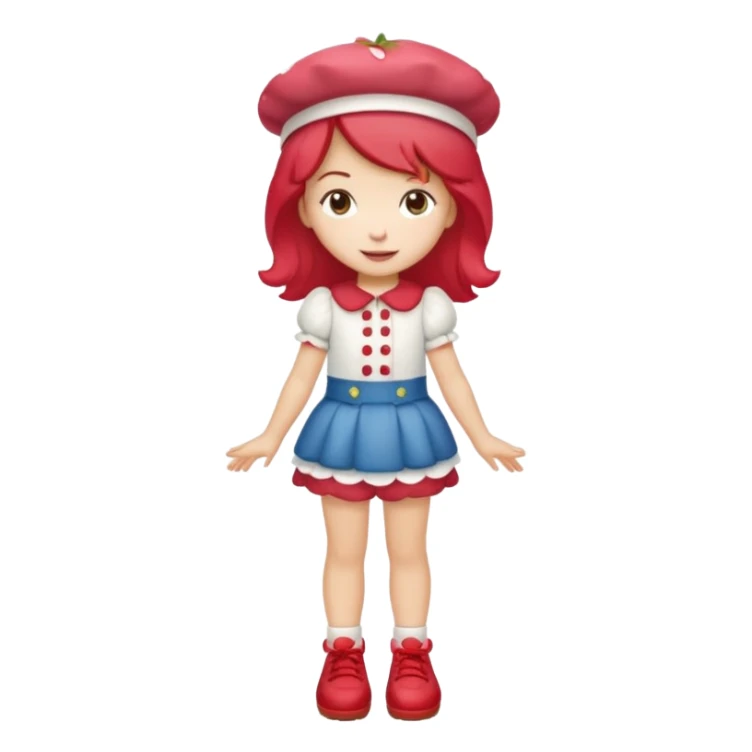 pretty and cute realistic strawberry shortcake full body with red shoes standing sticker