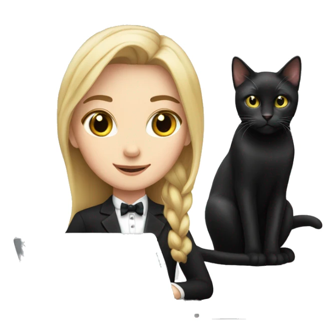 White Girl with a black tuxedo cat and a laptop sticker