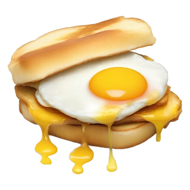 Fried egg sandwich with yolk dripping on the sides  sticker