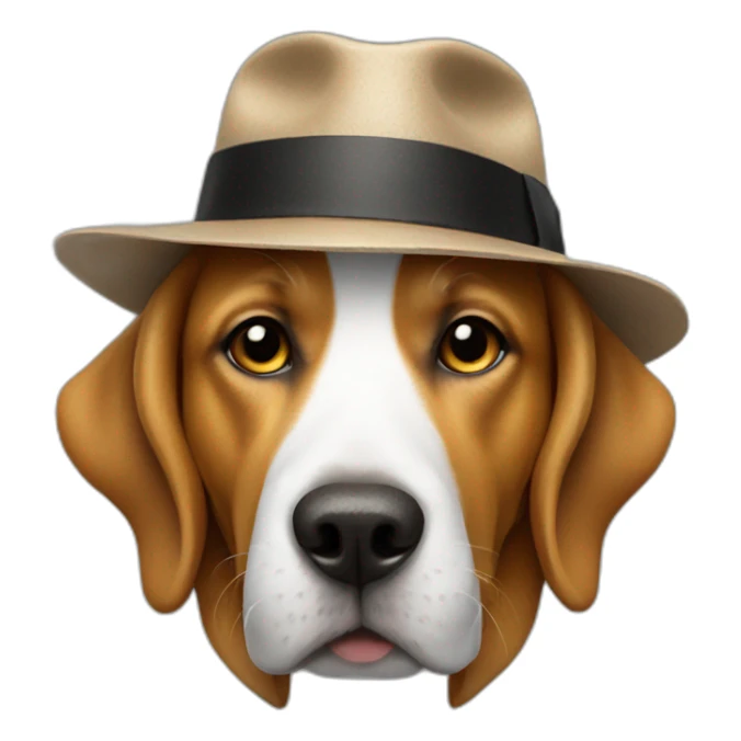 Dog with a hat and sigaret sticker
