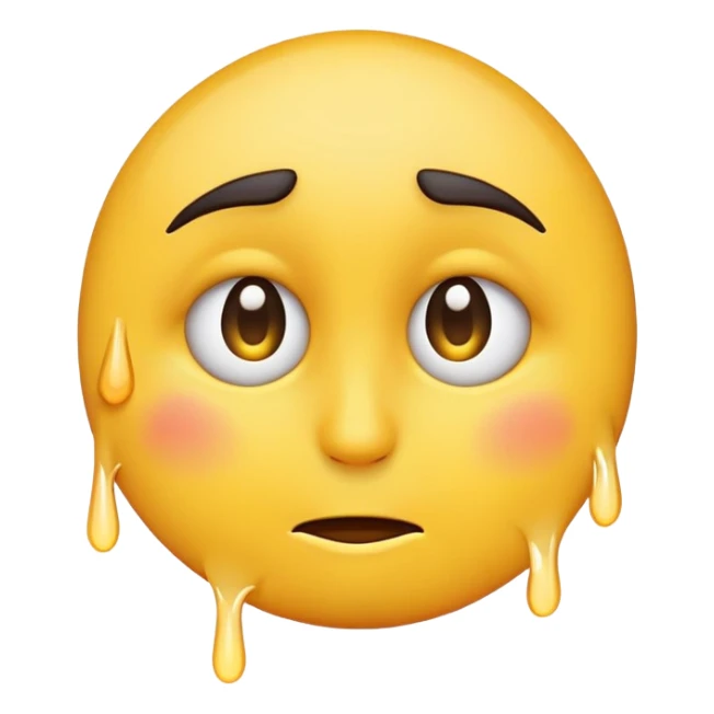 Emoji with sad eyebrows a tear on one eye and smiling  sticker