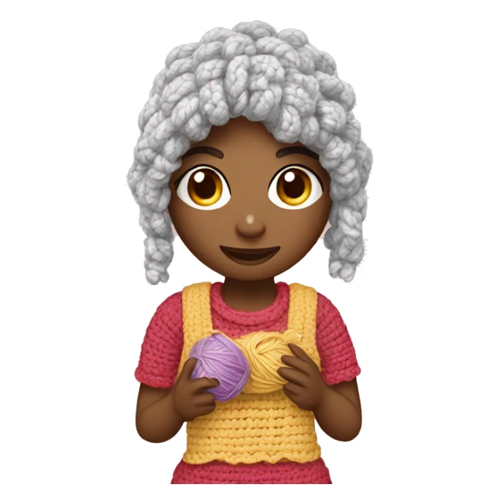 a girl who crochets toys with threads sticker
