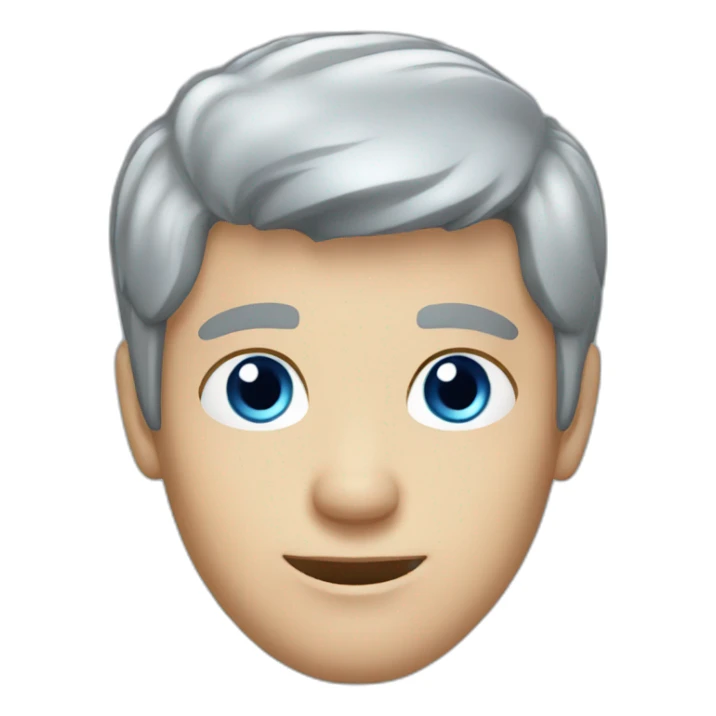 male, short grey hair, blue eyes, blue jumper sticker