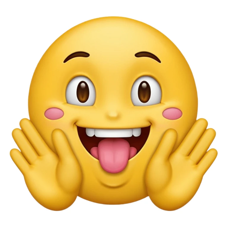 Emoji with tongue out and hands by side ￼ sticker