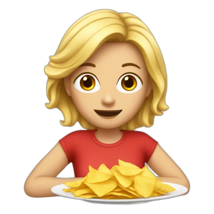 white woman eating salsa and chips sticker