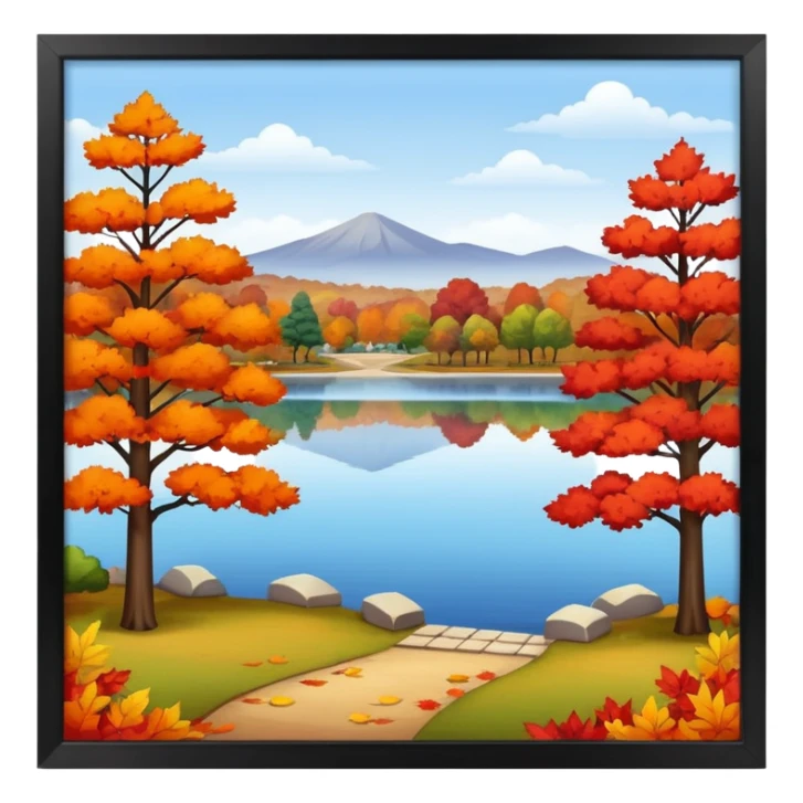 a park with a lake in autumn season sticker