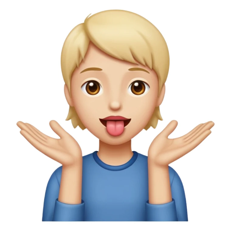 tongue out with hands to the side sticker