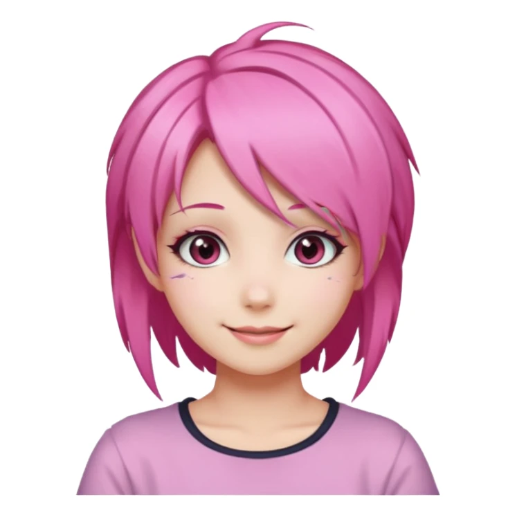 pink anime girl make up cute sticker