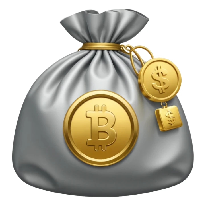 round play button and a bag of money sticker