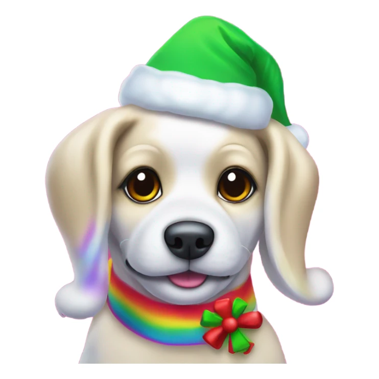 Lisa frank Christmas dog with Santa hat sticker