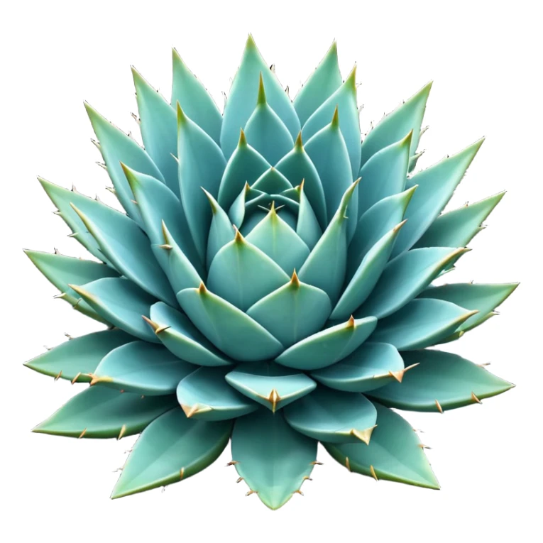 Cinematic Realistic Agave Emoji, Bold and spiky, with long, pointed leaves forming a rosette pattern. The sharp edges and soft blue-green hue exude a sense of rugged beauty and desert resilience. Soft glowing outline, capturing the essence of survival and strength in a striking agave plant! sticker