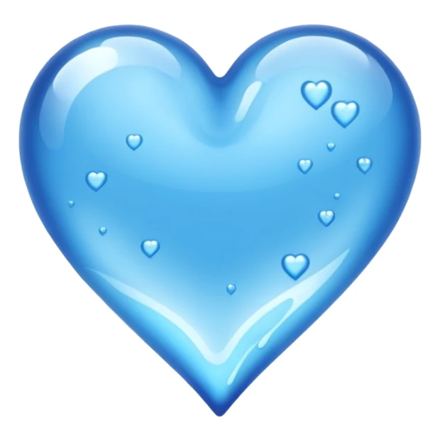A blue heart made of clear, transparent water. It looks wet sticker
