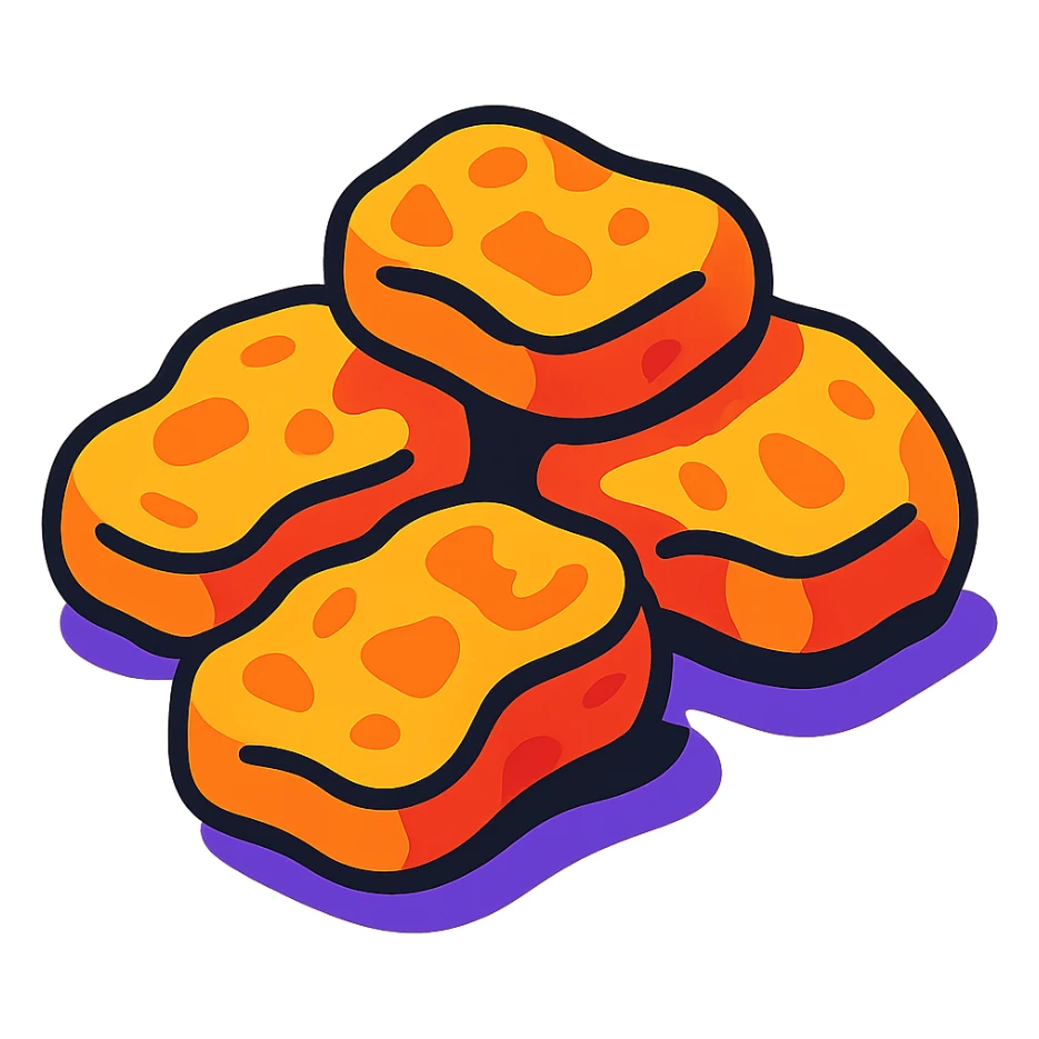 chicken nuggets, colorful and bold vibrant toon style sticker