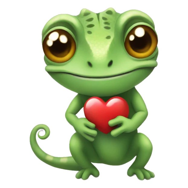 Chameleon holding heart emoji  sticker