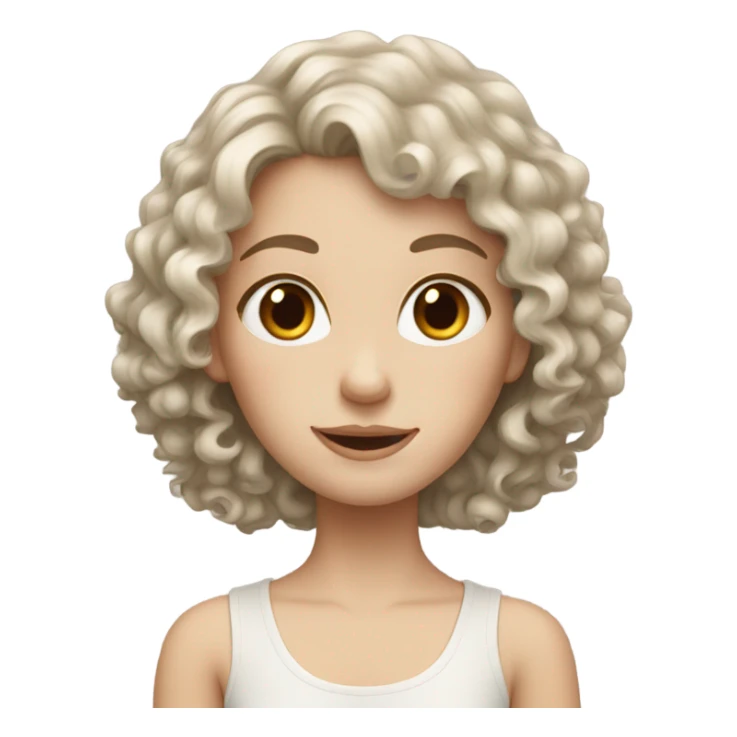 pale girl with brown curly hair sticker