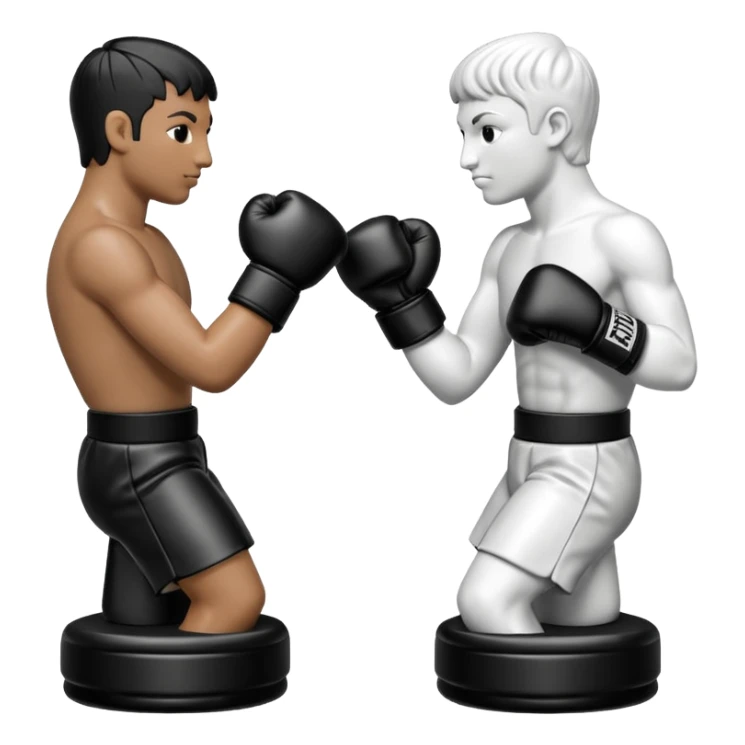 Chess pieces boxing, holding guard and jabbing sticker