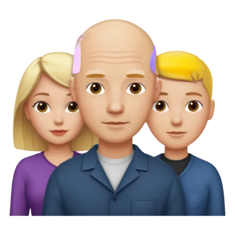 Two blonde women and a man with bald head sticker
