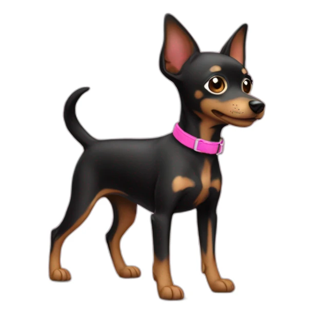 black toy terrier dog with pink collar sticker