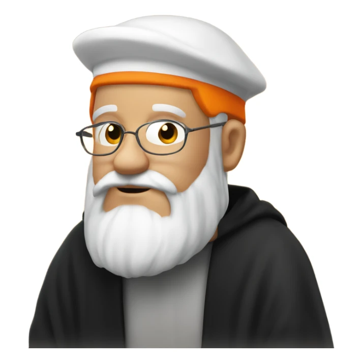 white man with orange beard, black hat orange galses as he praying  sticker