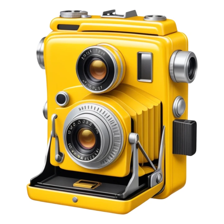 Vintage Kodak camera with bright yellow casing, classic retro design sticker