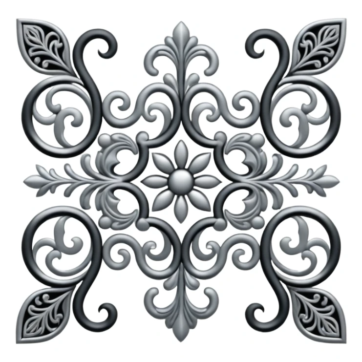 Black and silver filigree page divider, 3D, extremely detailed design sticker