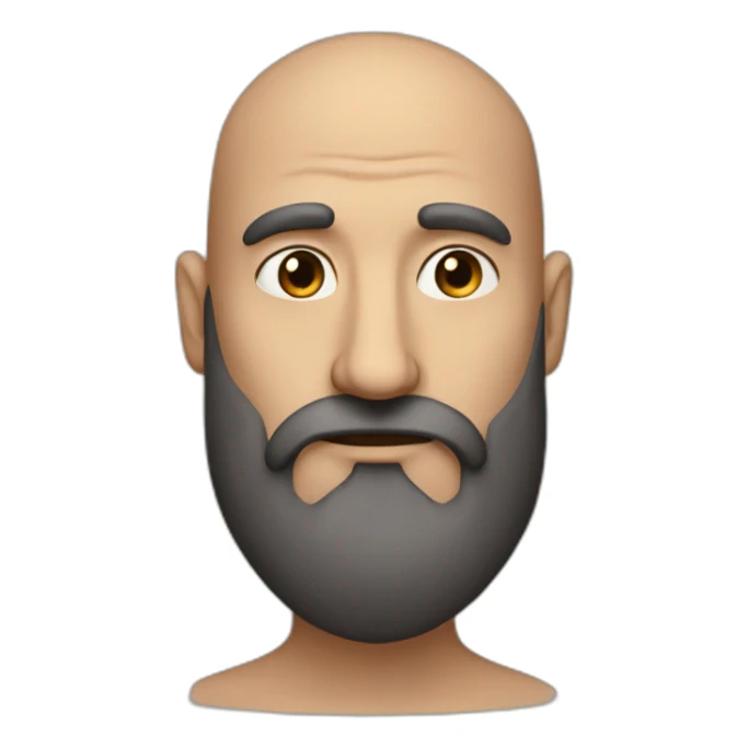 A man with a big beard and a long nose but a good nose, being bald, with brown eyes sticker