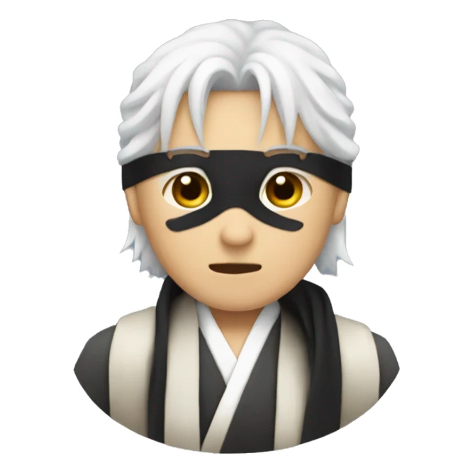 Japanese guy with white hair and a black blindfold  sticker