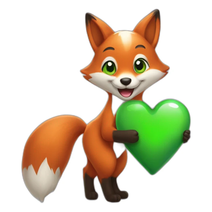 Happy Fox with a green heart in his hand  sticker