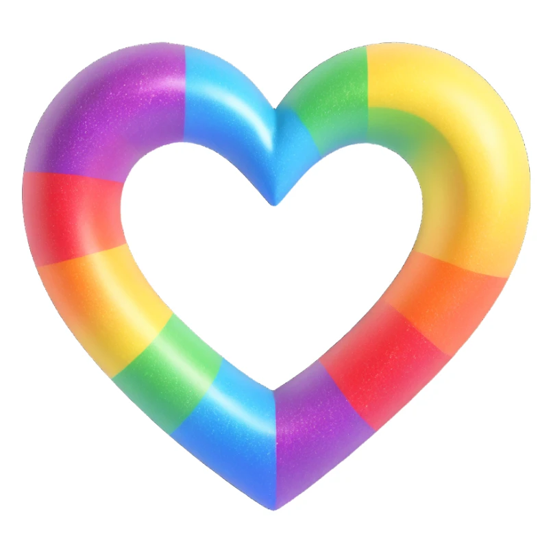 rainbow pride heart, 3D emoji style, no text, with a sparkle effect sticker